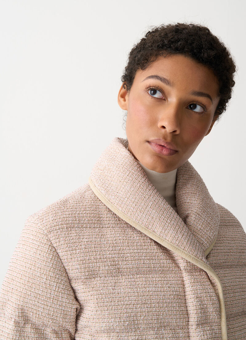 Cropped down jacket with bouclé effect