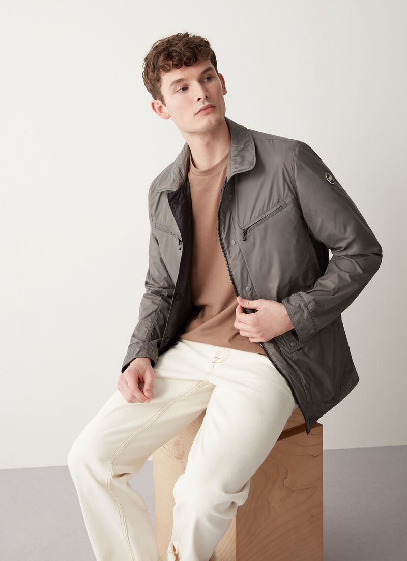 Matte fabric jacket with multiple pockets