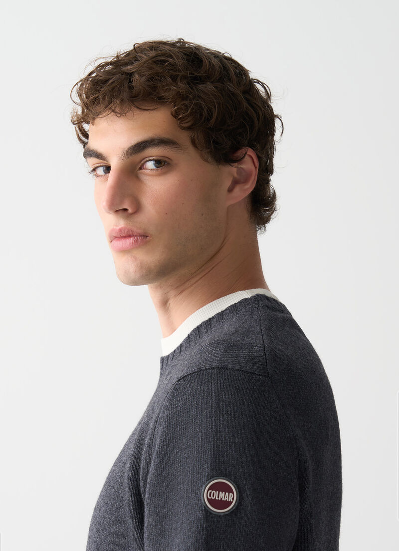 Branded wool pullover