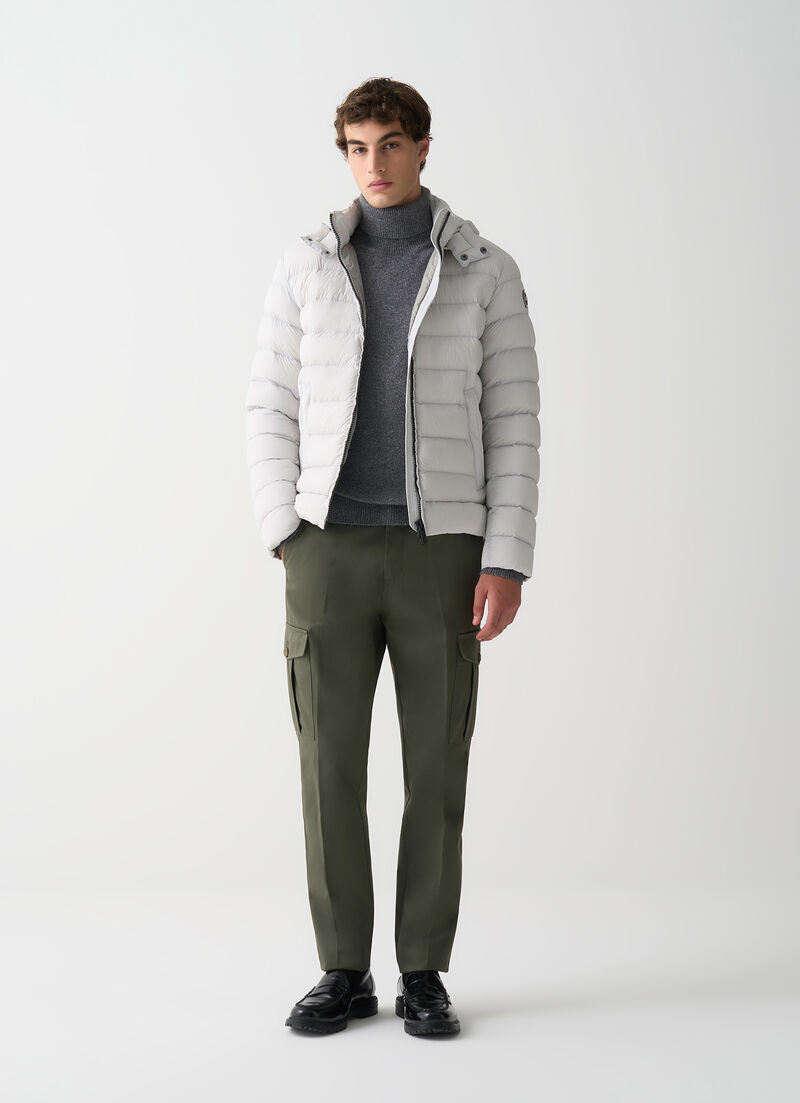 Down jacket with detachable hood