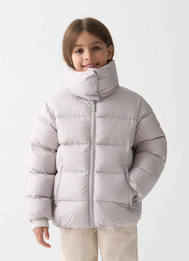 Down jacket with high collar