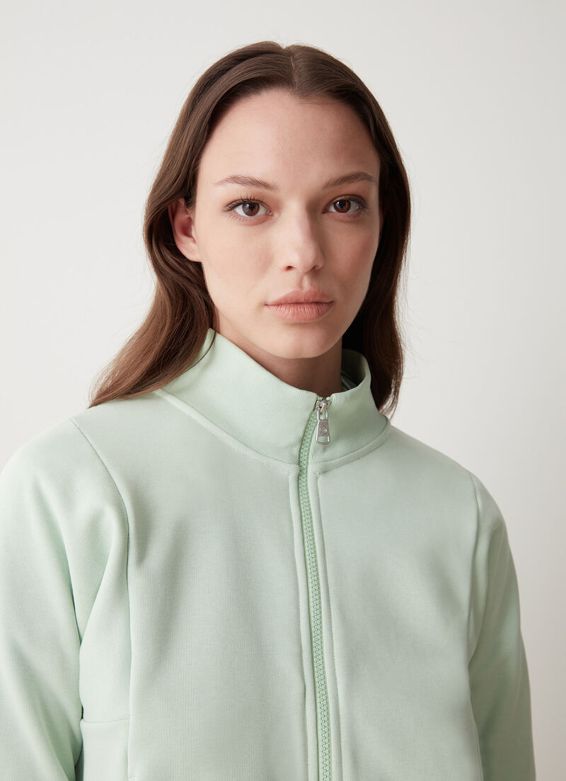 Full zip sweatshirt with high collar