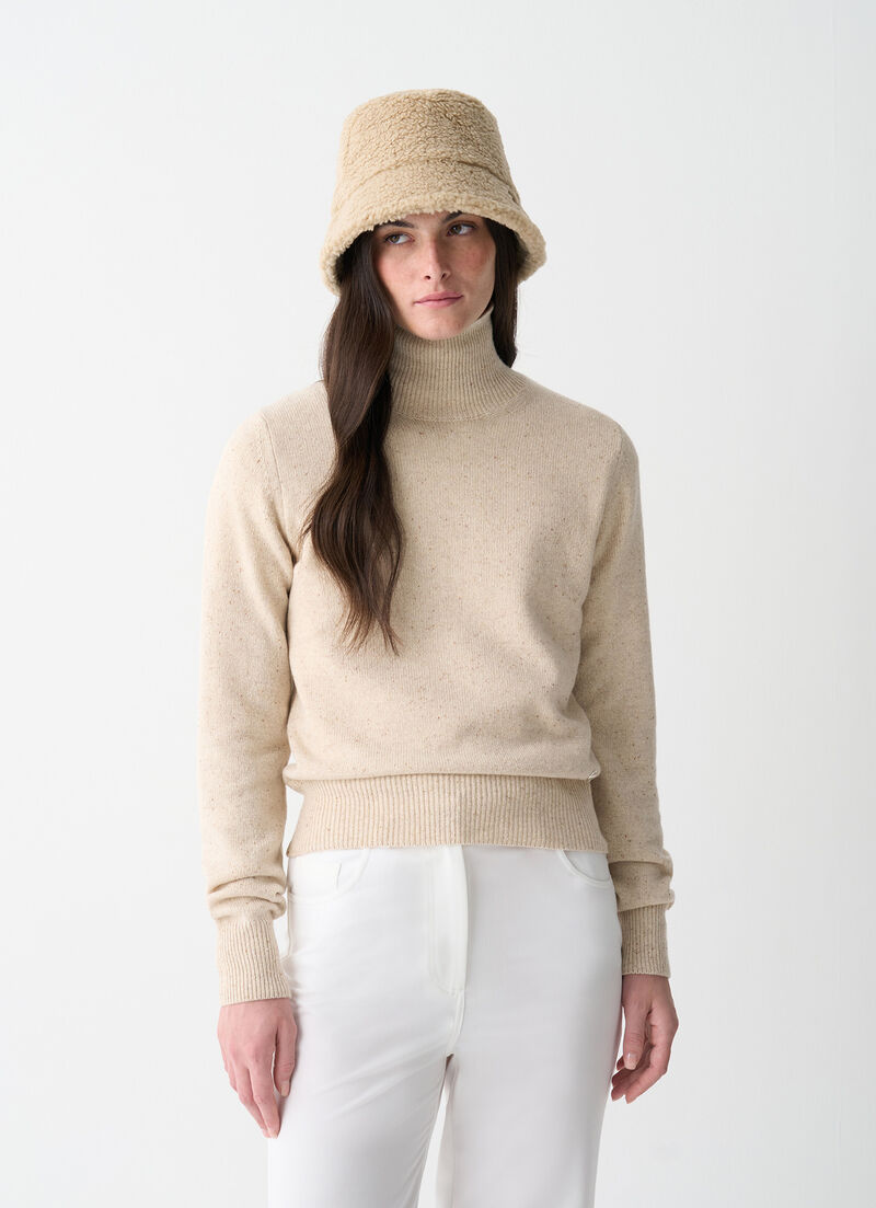 Melange polo-neck jumper