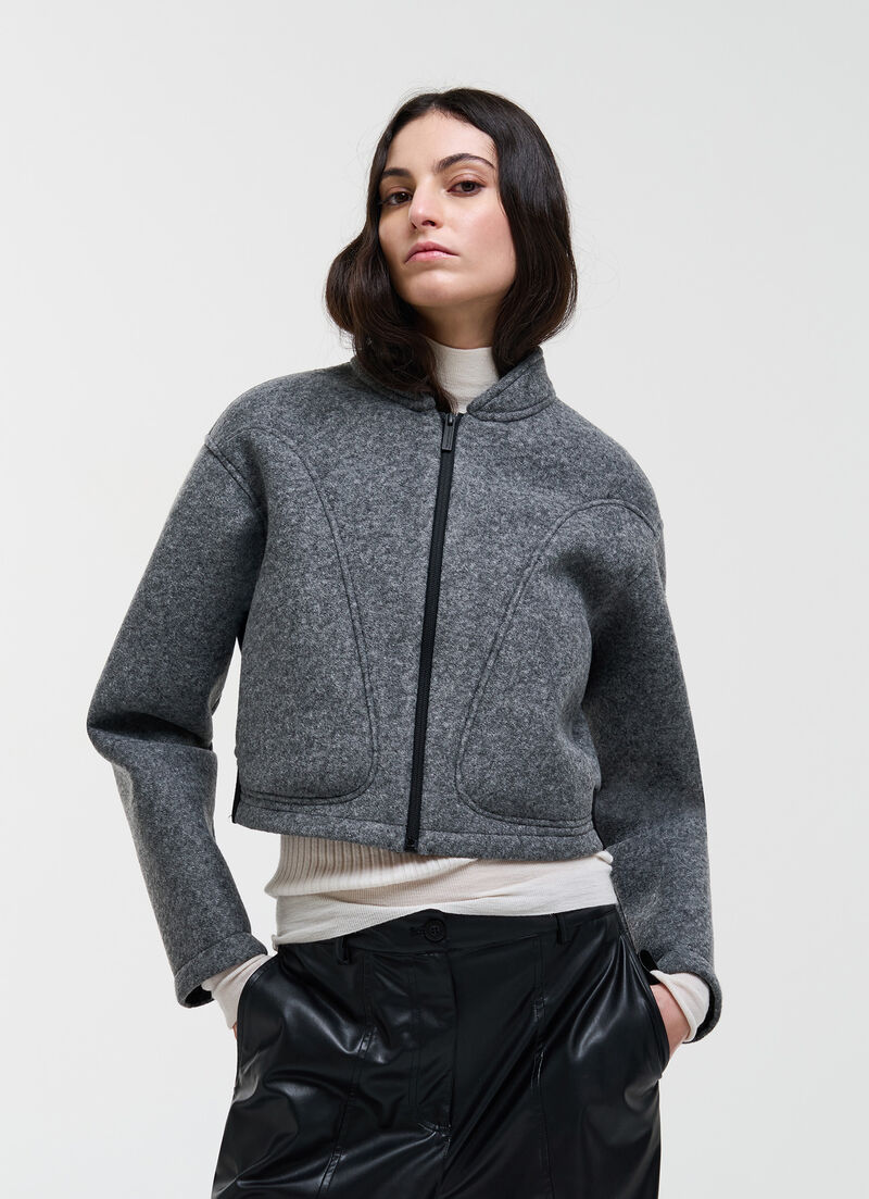Cropped scuba bomber jacket