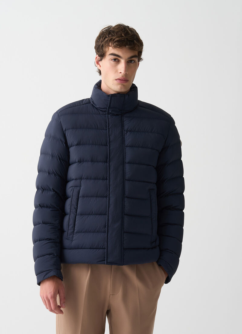 Down jacket with padded collar