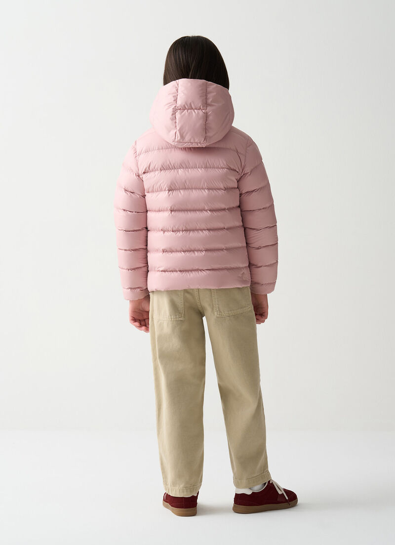 Quilted down jacket with hood