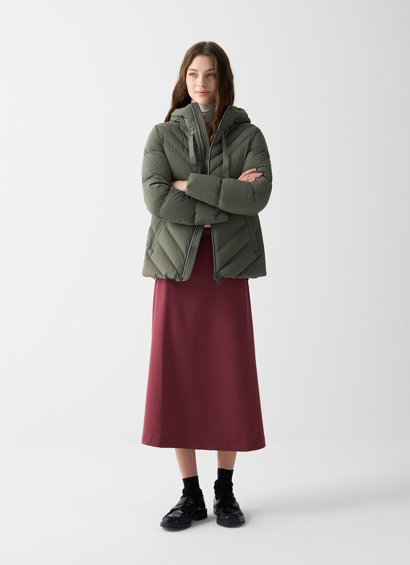 Stretch down jacket with drawstring