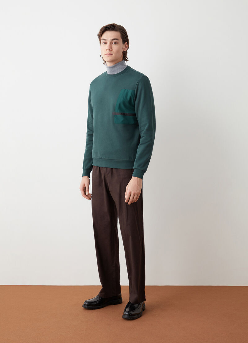 Crew-neck sweatshirt with nylon details