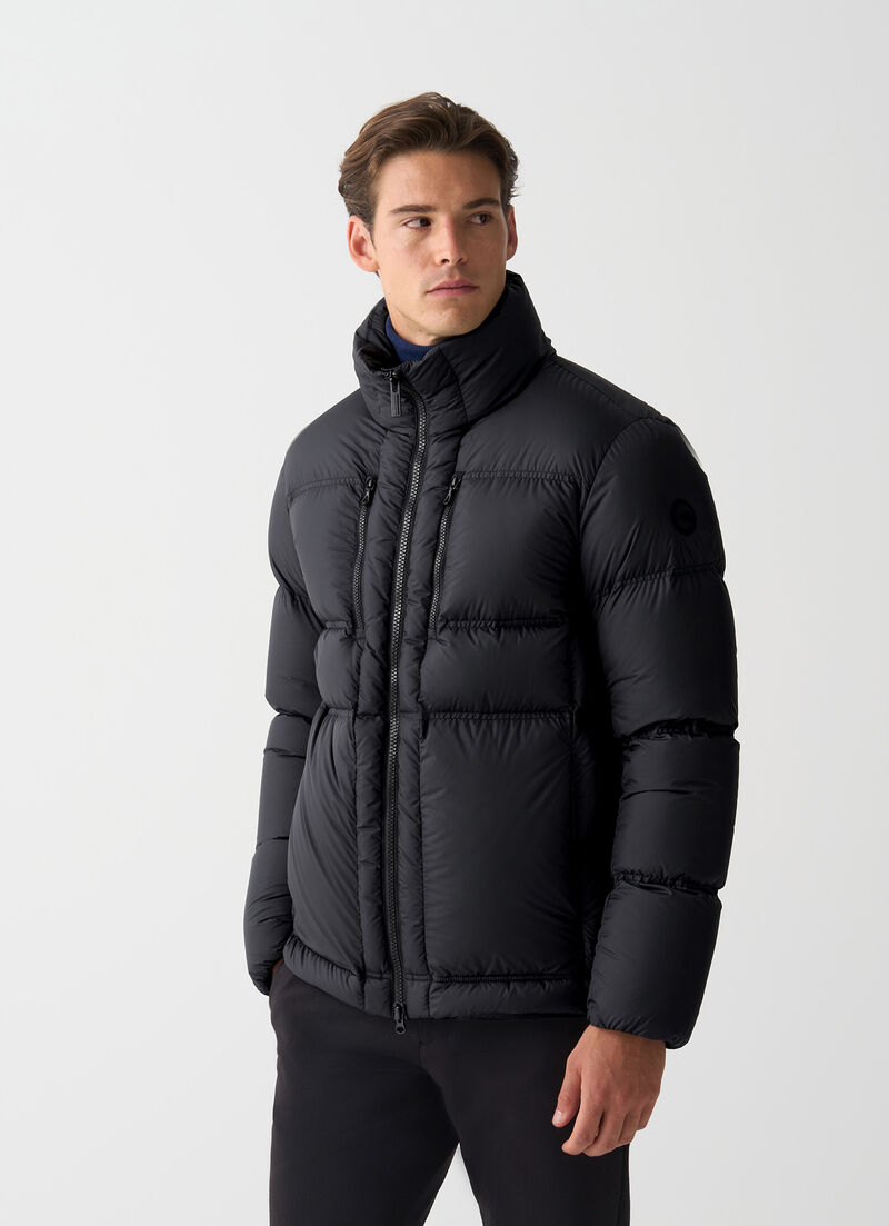 Down jacket with multiple pockets