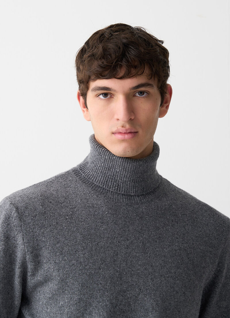 Melange polo-neck jumper