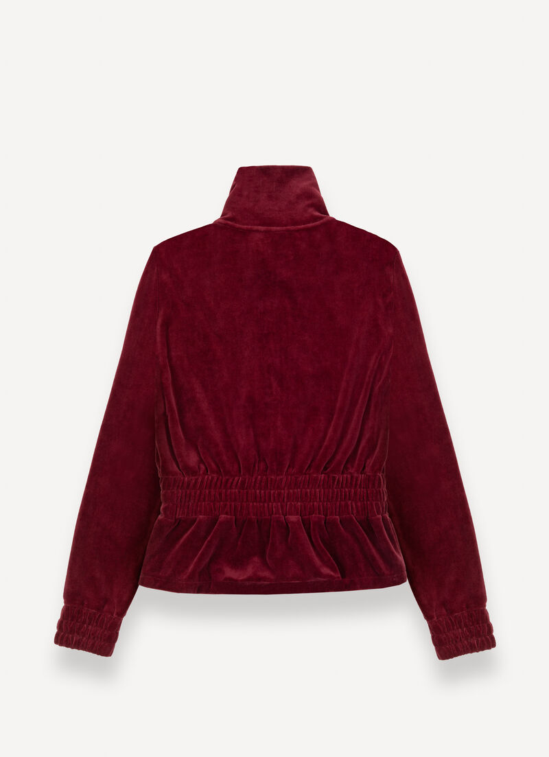 Velvet sweatshirt with stretch waist