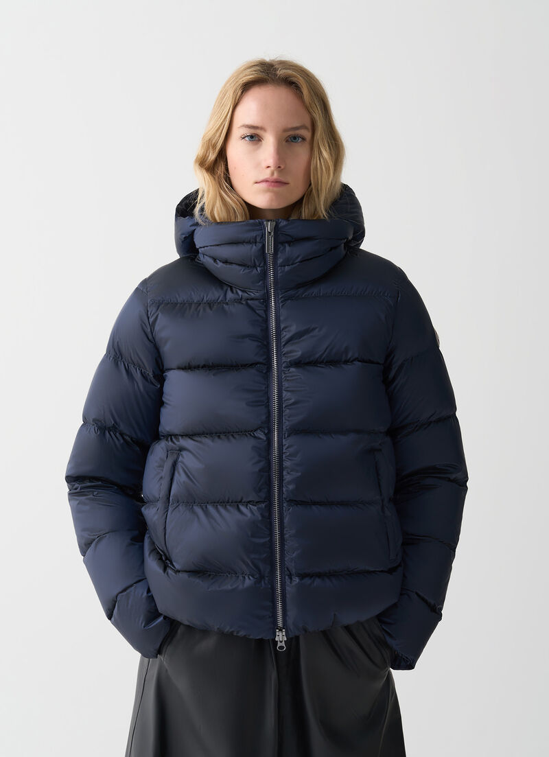 Down jacket with detachable hood