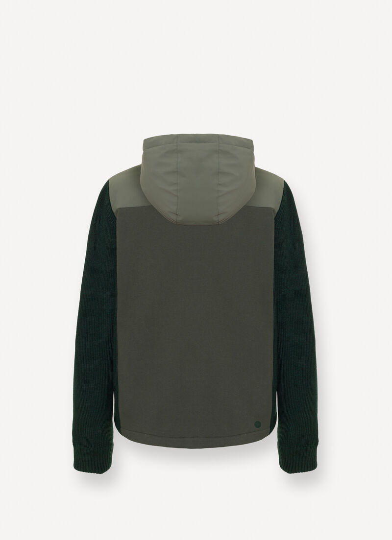 Padded jacket with knit sleeves