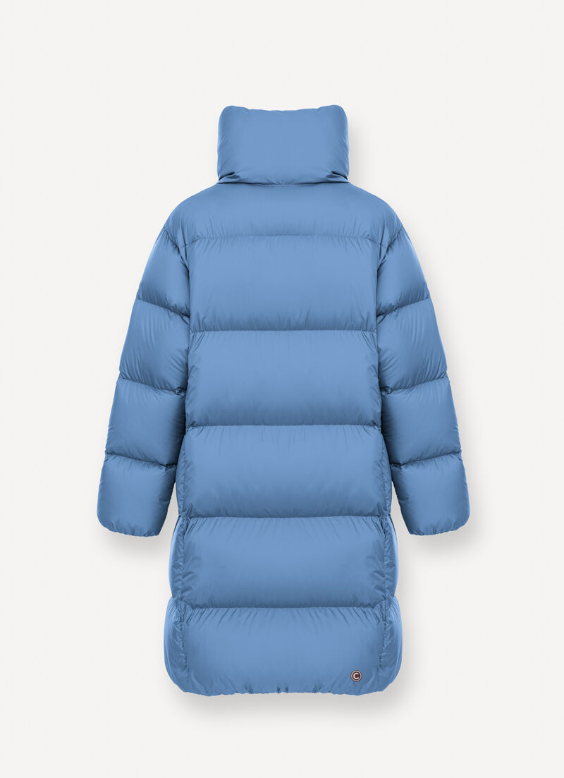 Long oversized down jacket with maxi-collar