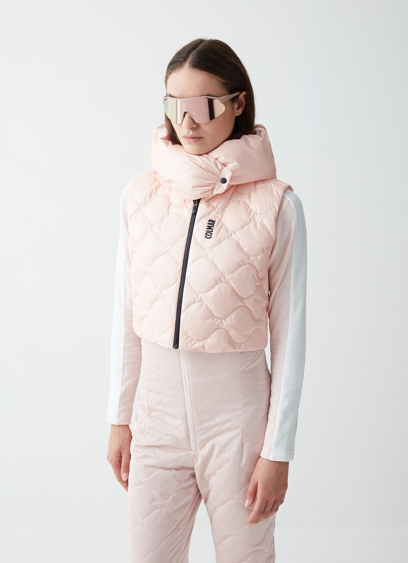 Cropped gilet with large hood
