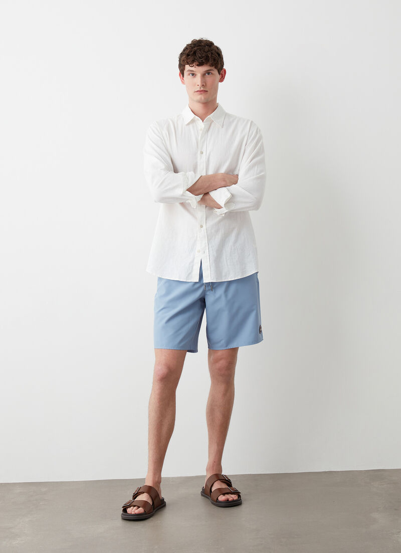 Long swim shorts with drawstring