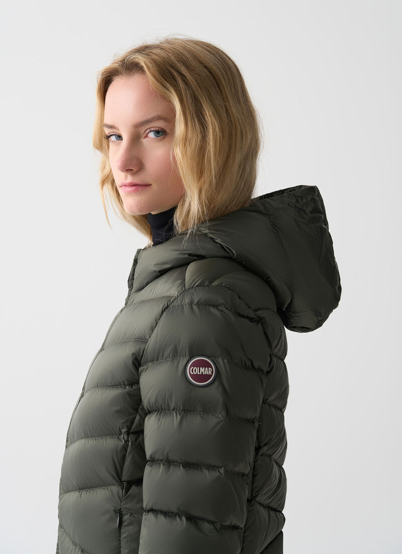 Quilted down jacket with hood