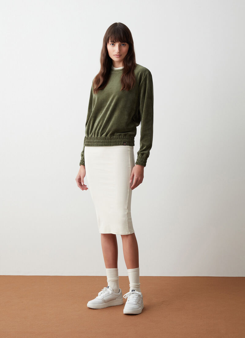 Velvet sweatshirt with stretch band