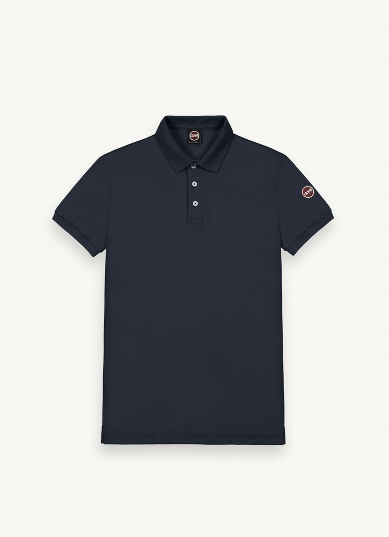 Stretch piqué cotton polo shirt