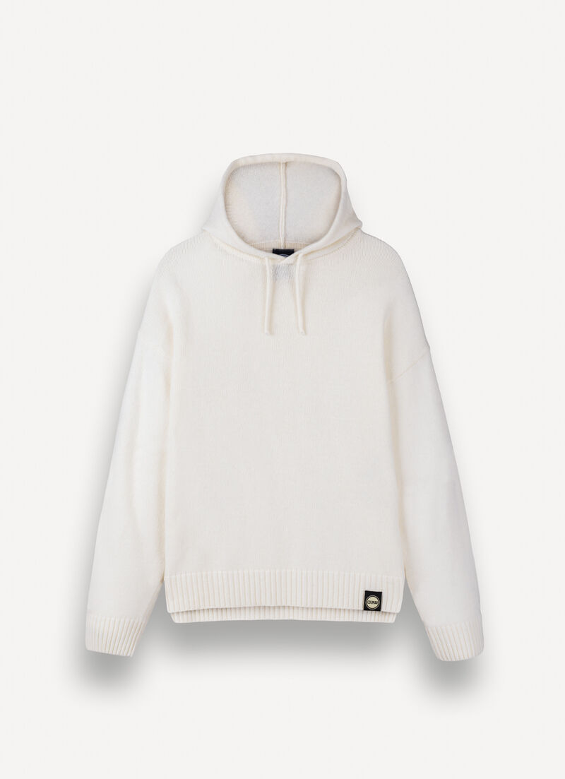 Wool-blend jumper with hood