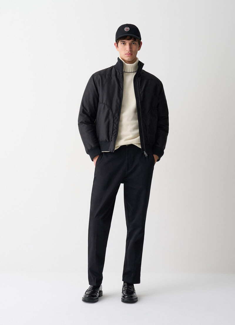 Satin down bomber jacket