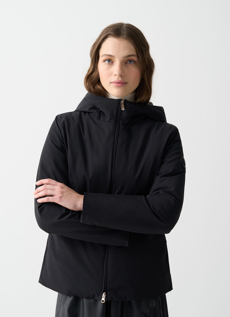 Waterproof hooded down jacket