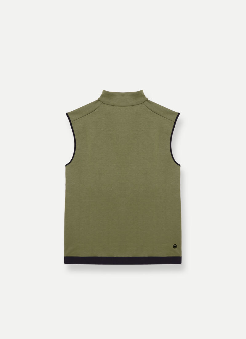 Full-zip stretch interlock vest