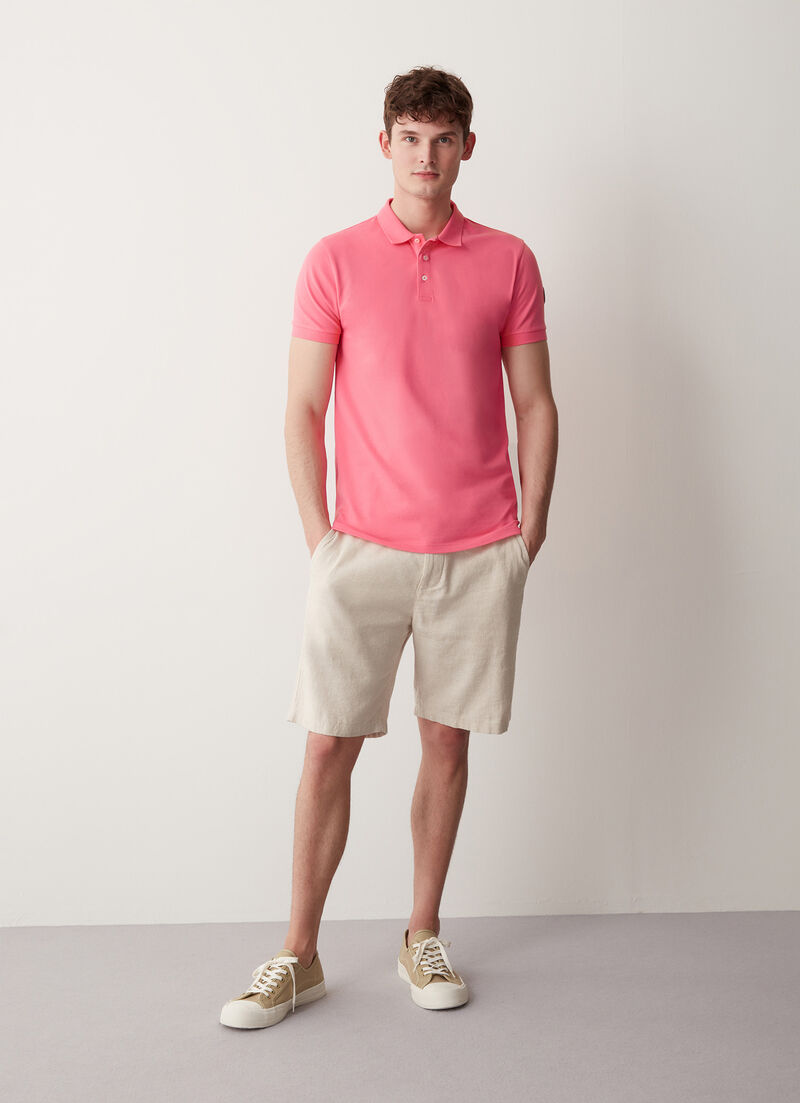 Stretch piqué cotton polo shirt