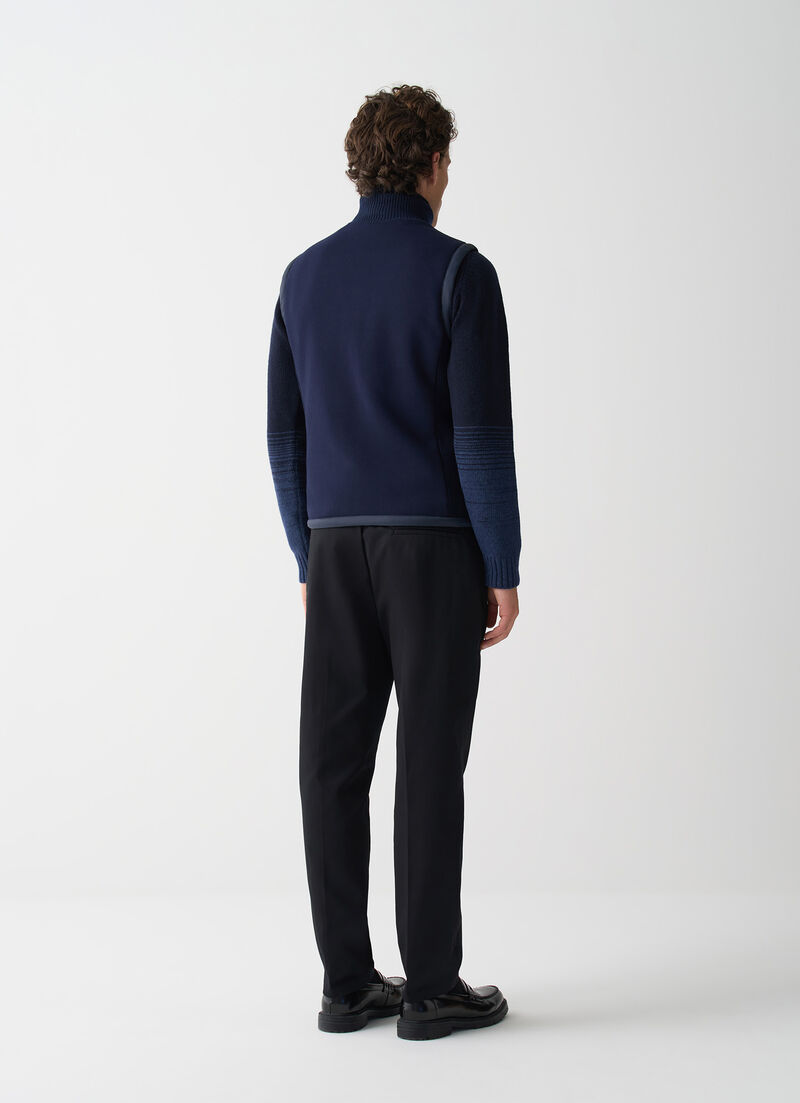 Vest with rib-knit inserts