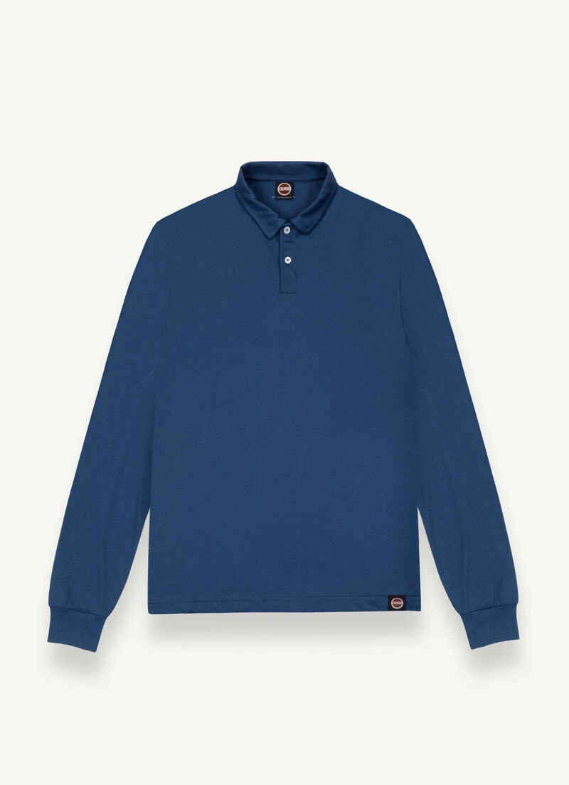 Long-sleeved polo shirt with shirt-style collar