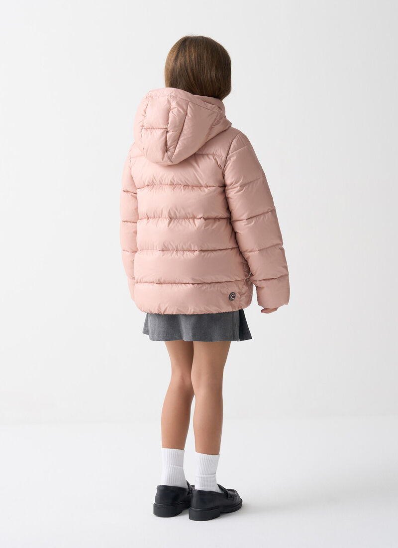 Down jacket with detachable hood