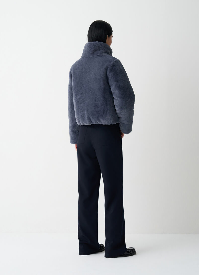 Reversible faux fur down jacket