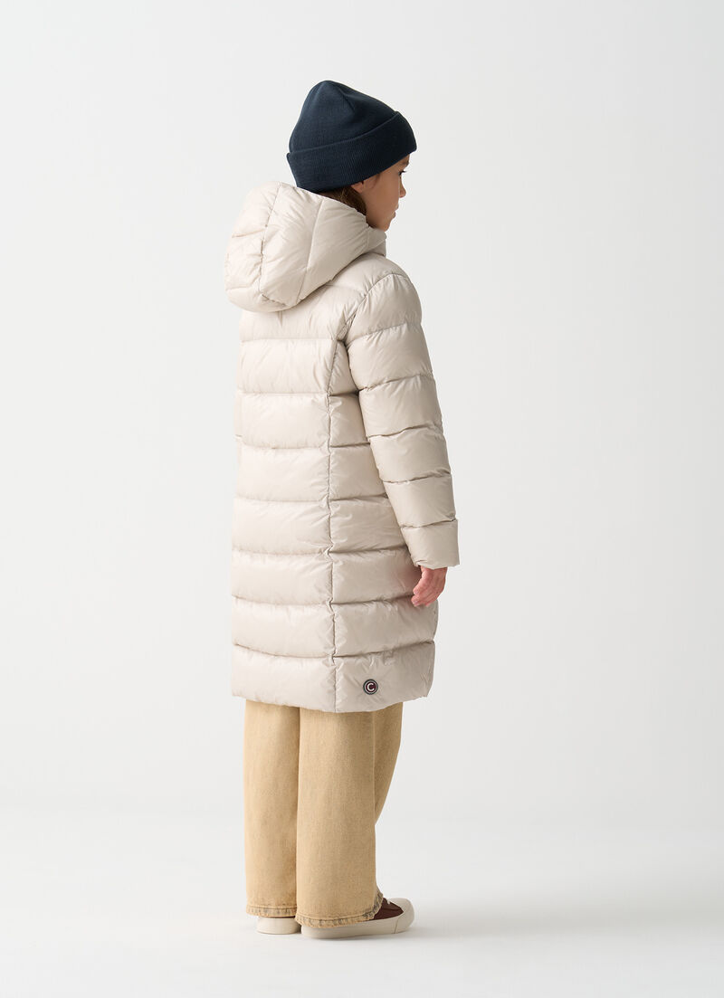 Long down jacket with hood