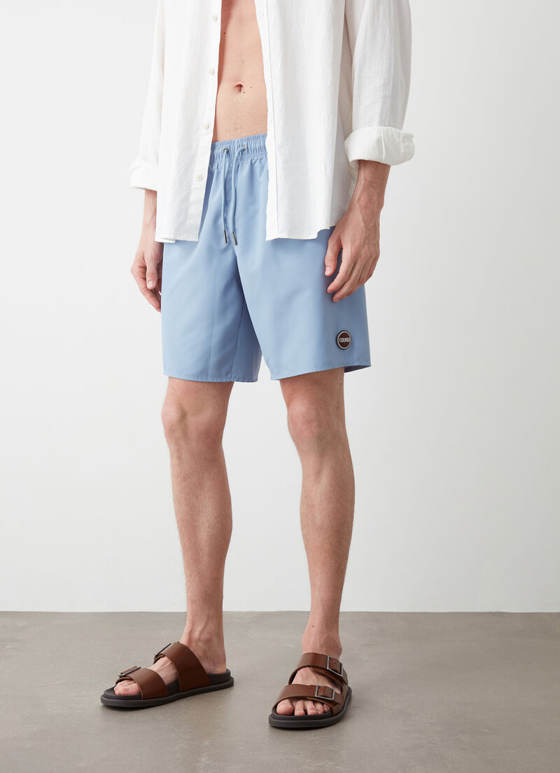 Long swim shorts with drawstring