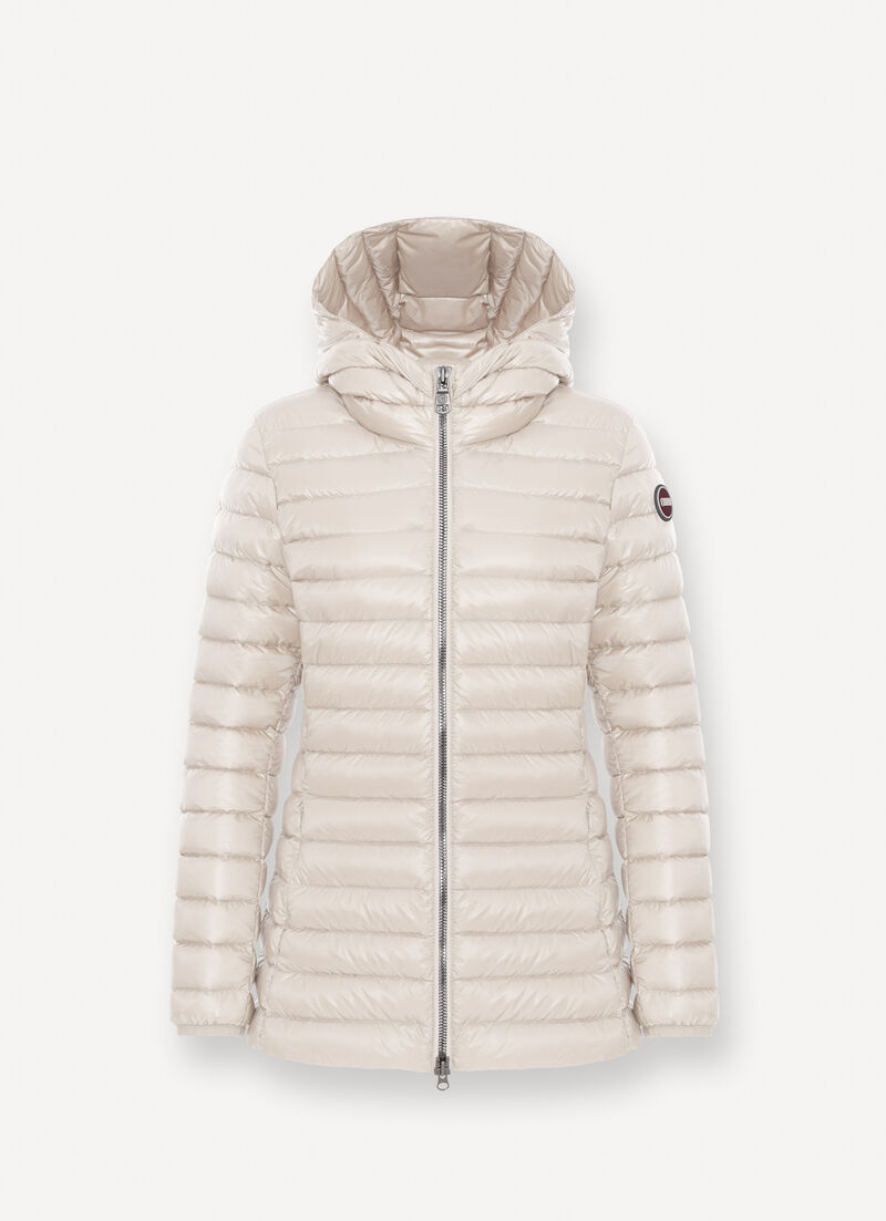 Fitted down jacket with hood