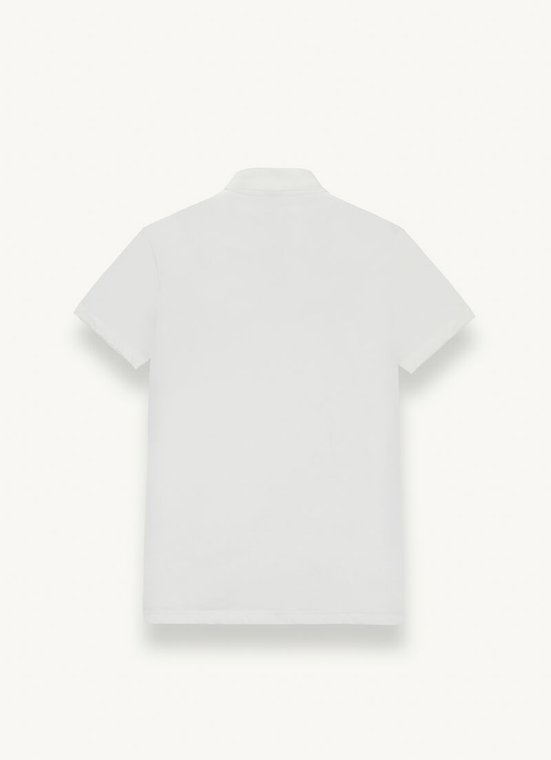 Compact cotton polo shirt with shirt collar