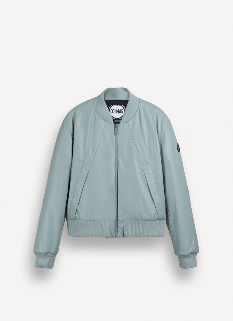 Faux leather bomber jacket