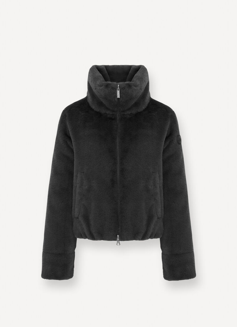 Reversible faux fur down jacket
