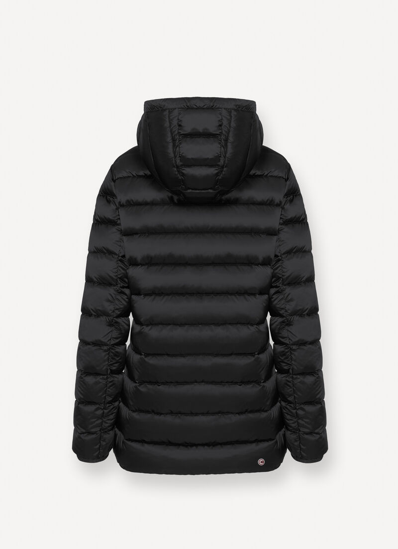 Fitted down jacket with hood