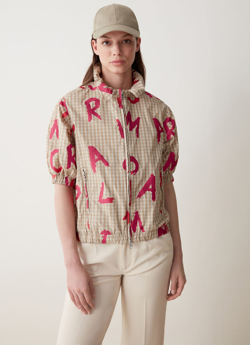 Short-sleeved vichy-print jacket