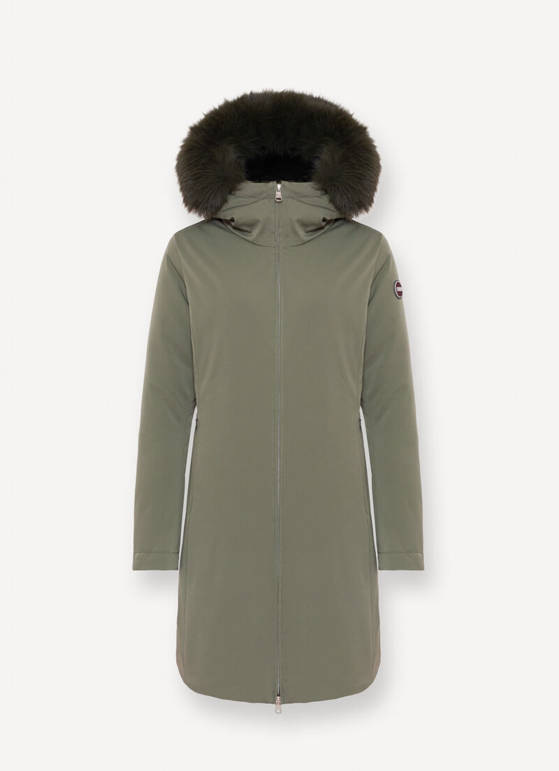 Waterproof down jacket with faux fur