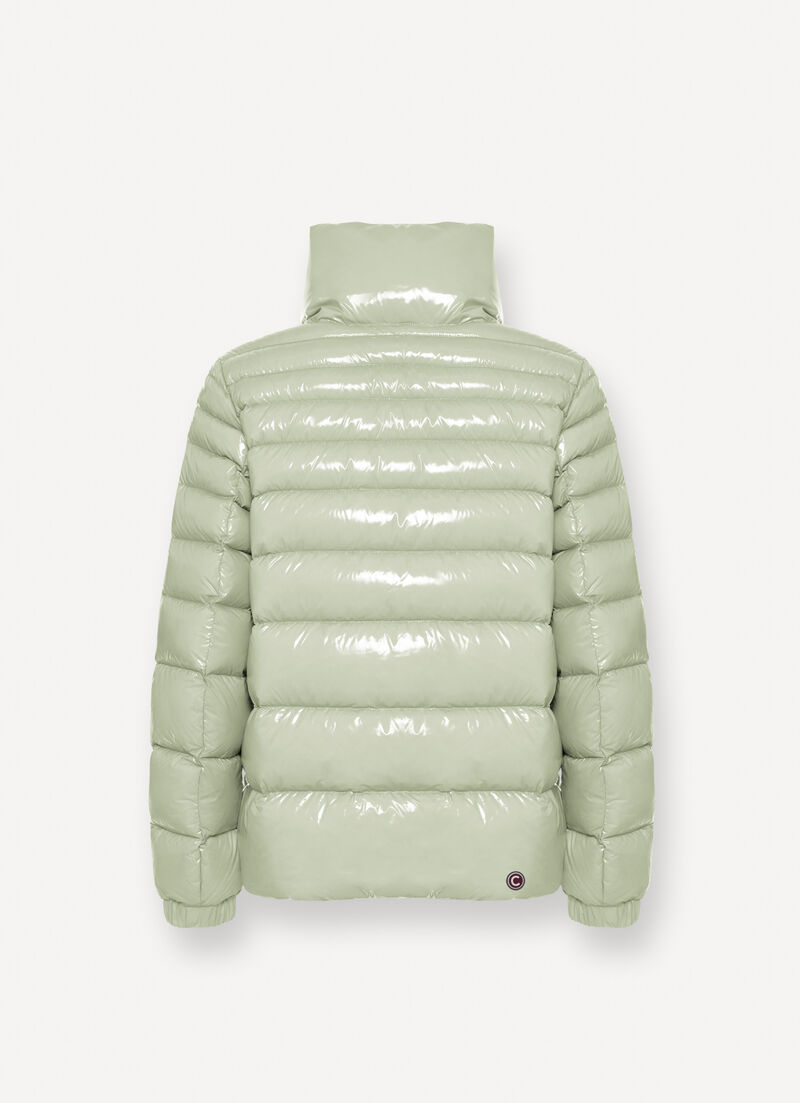 Super-glossy down jacket with drawstring
