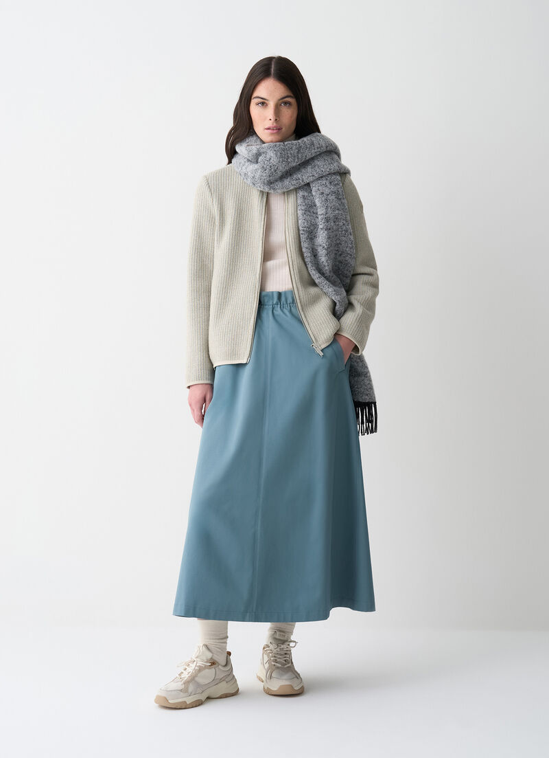 Rib-knit pullover with zip