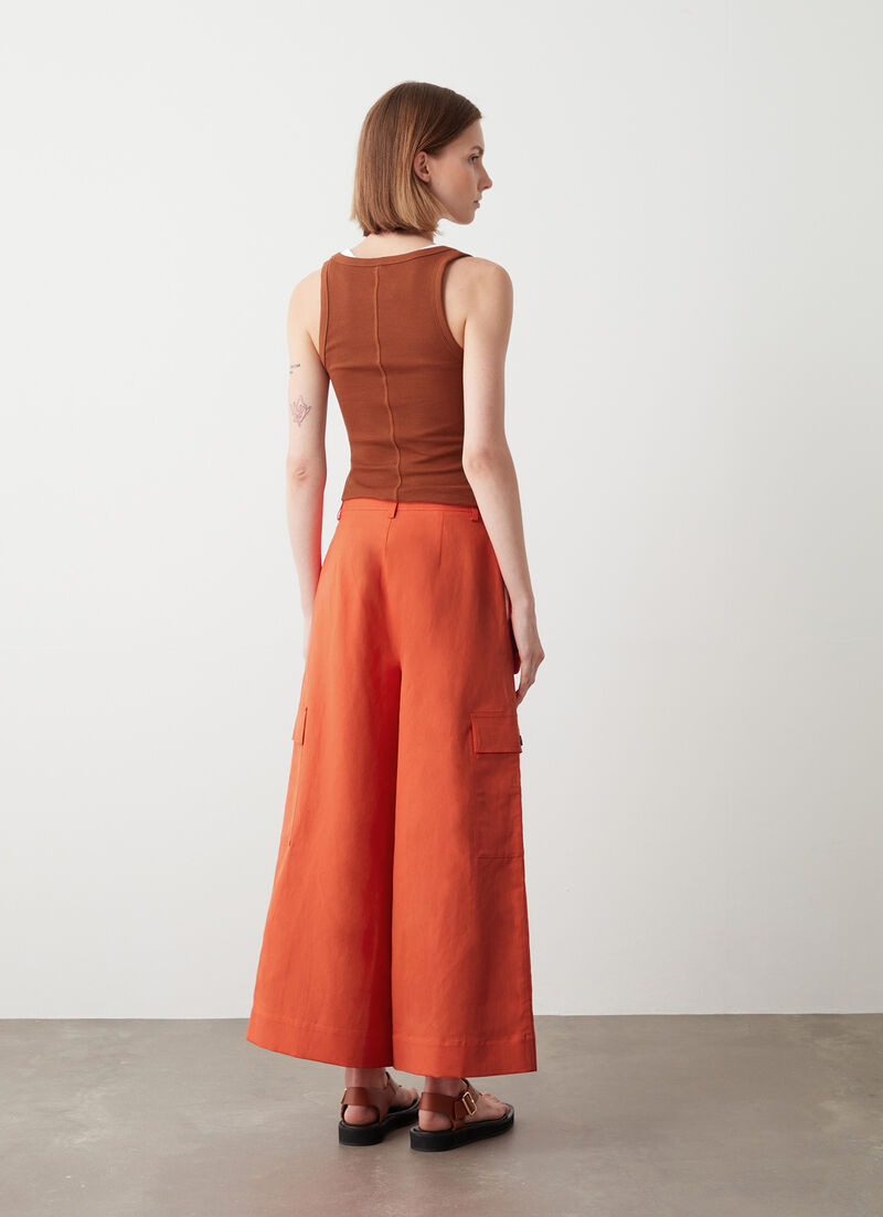 Linen cargo trousers