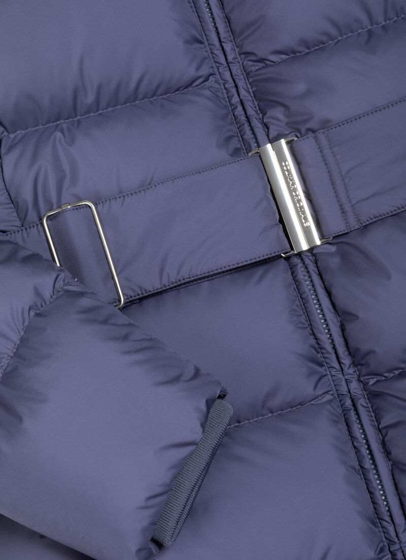 Long matte down jacket with belt