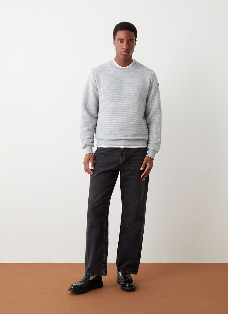 Crew-neck ribbed ottoman sweatshirt