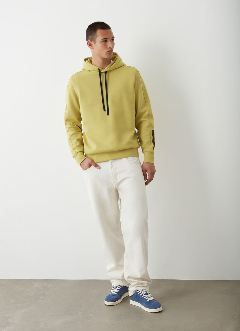 Hooded sweatshirt with logo tape