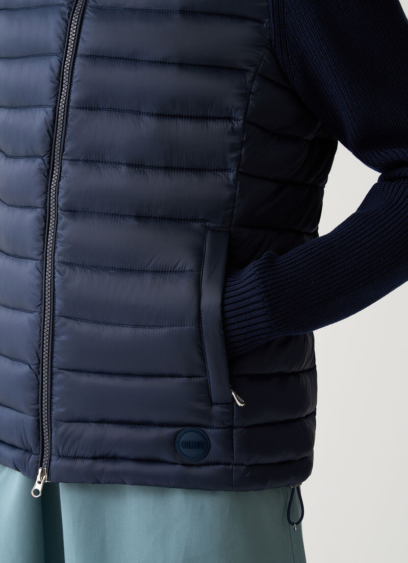 Hooded jacket with knit sleeves