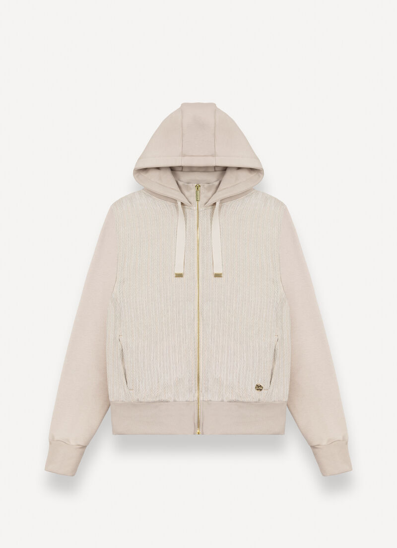 Cable-knit hooded sweatshirt