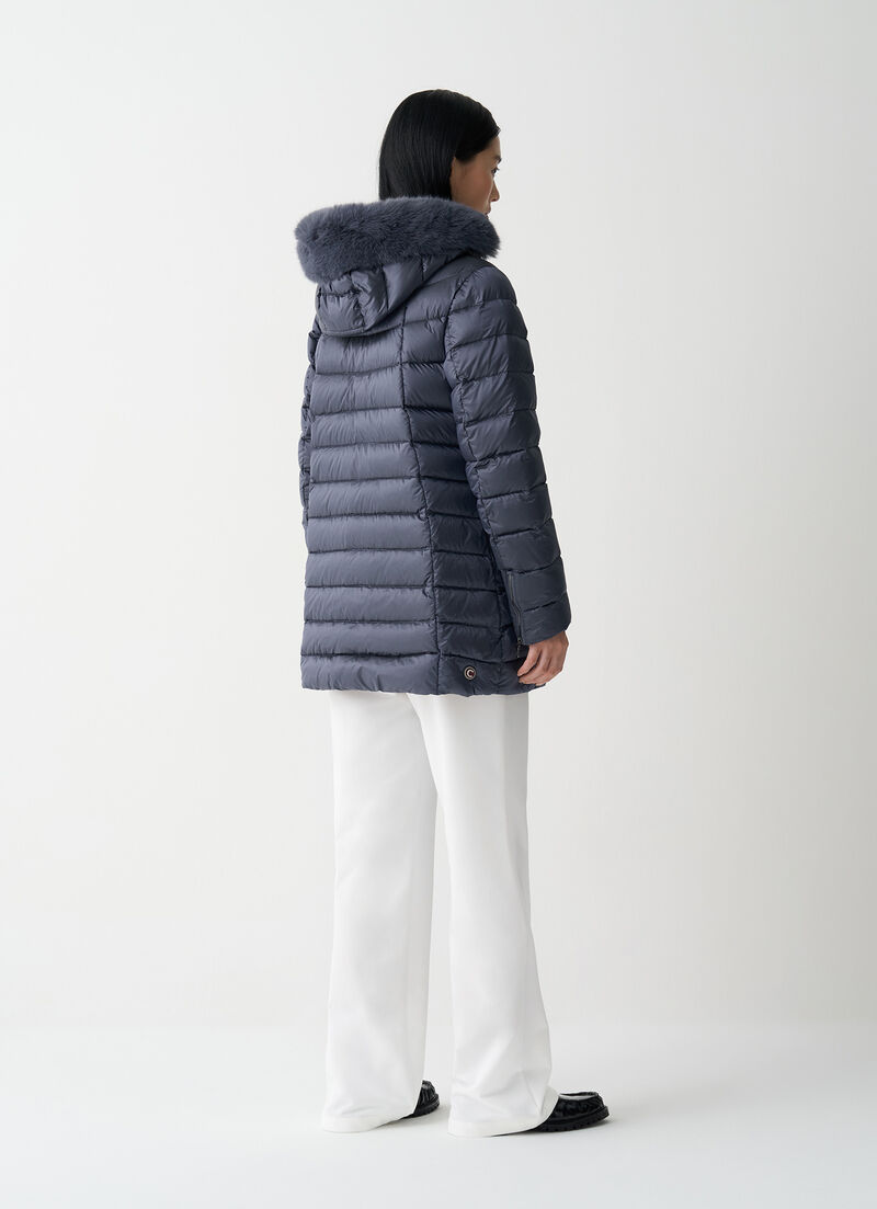 A-line down jacket with fur